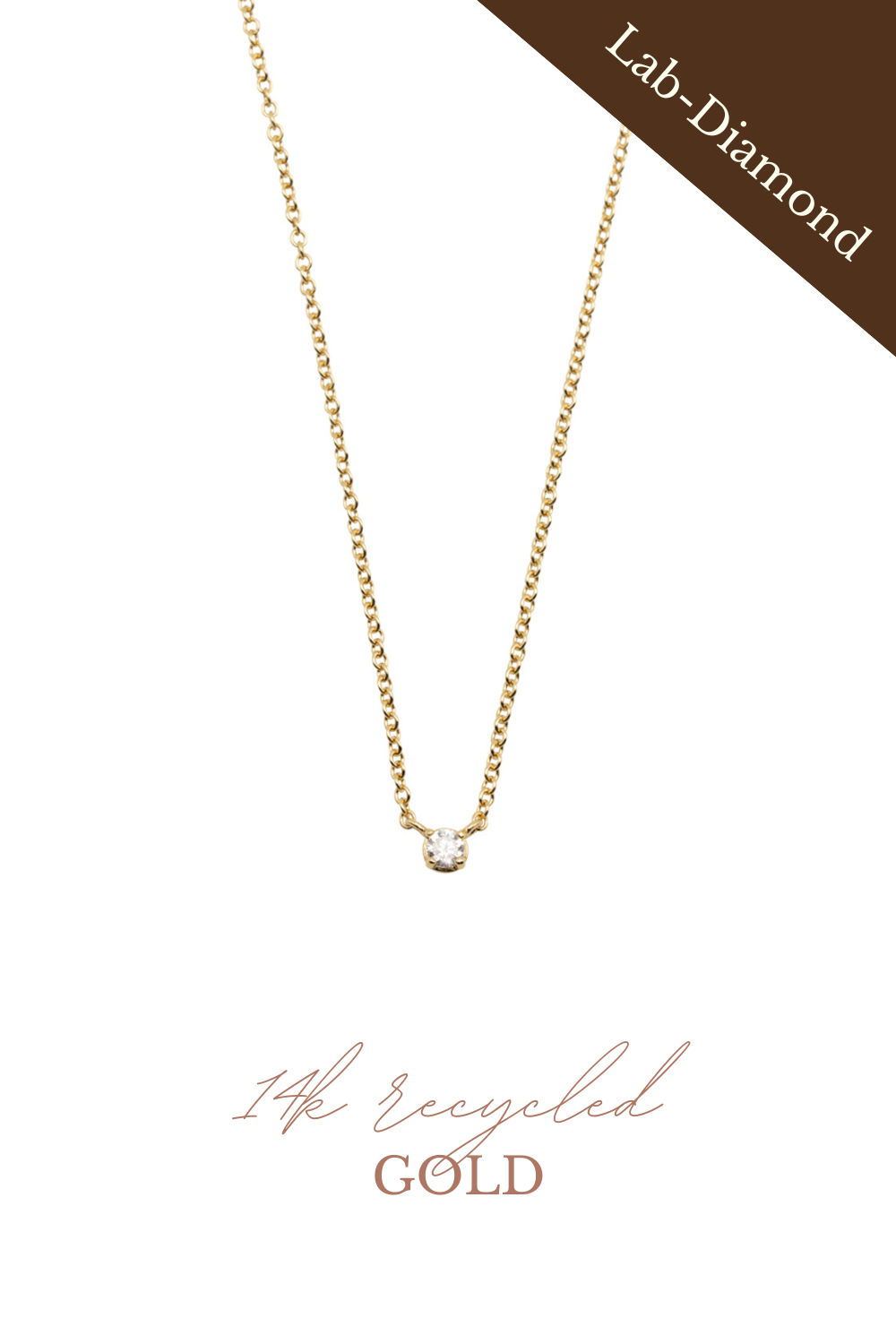 14k goud lab diamond ketting