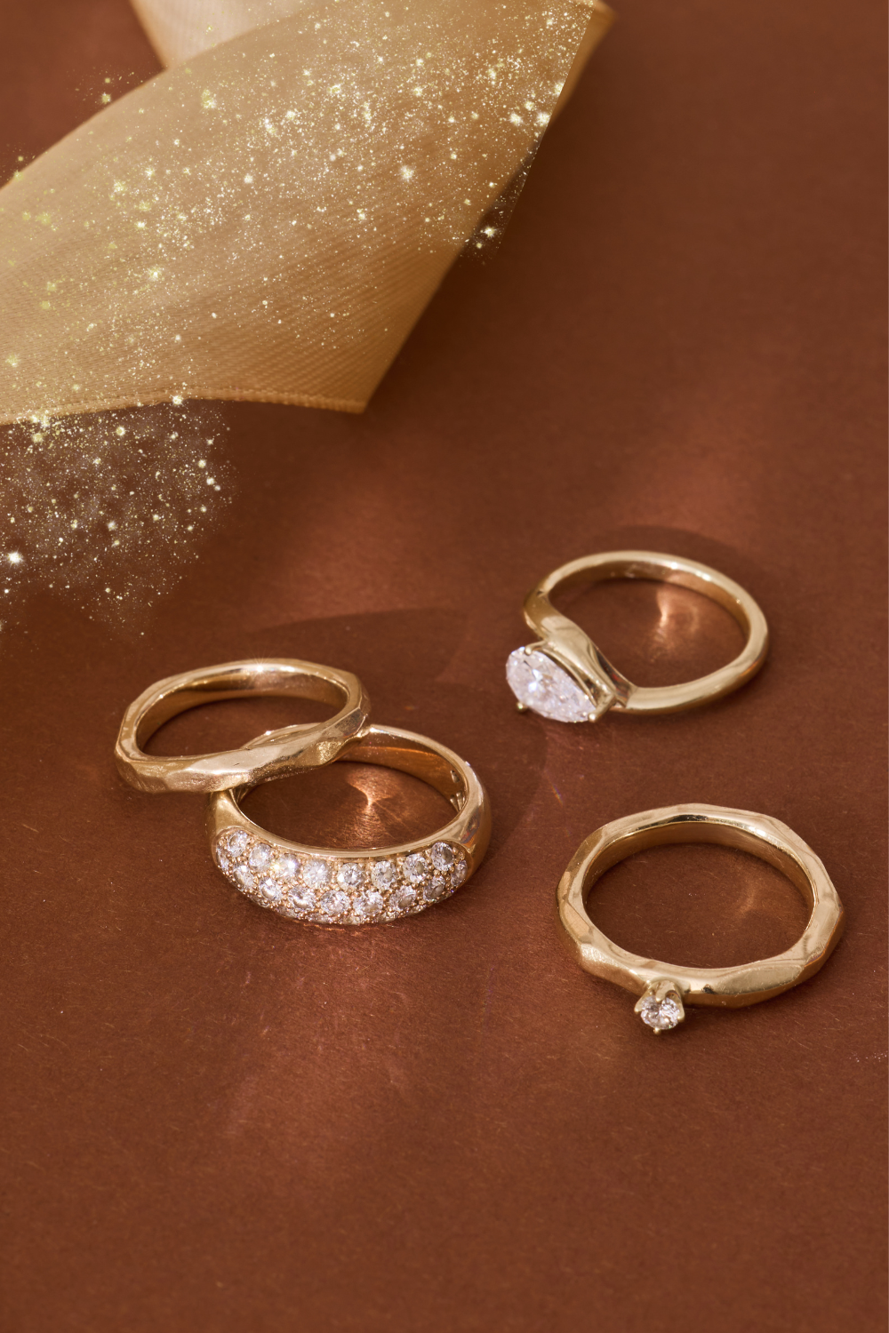 Echter Diamantring 14k recyceltes Gold