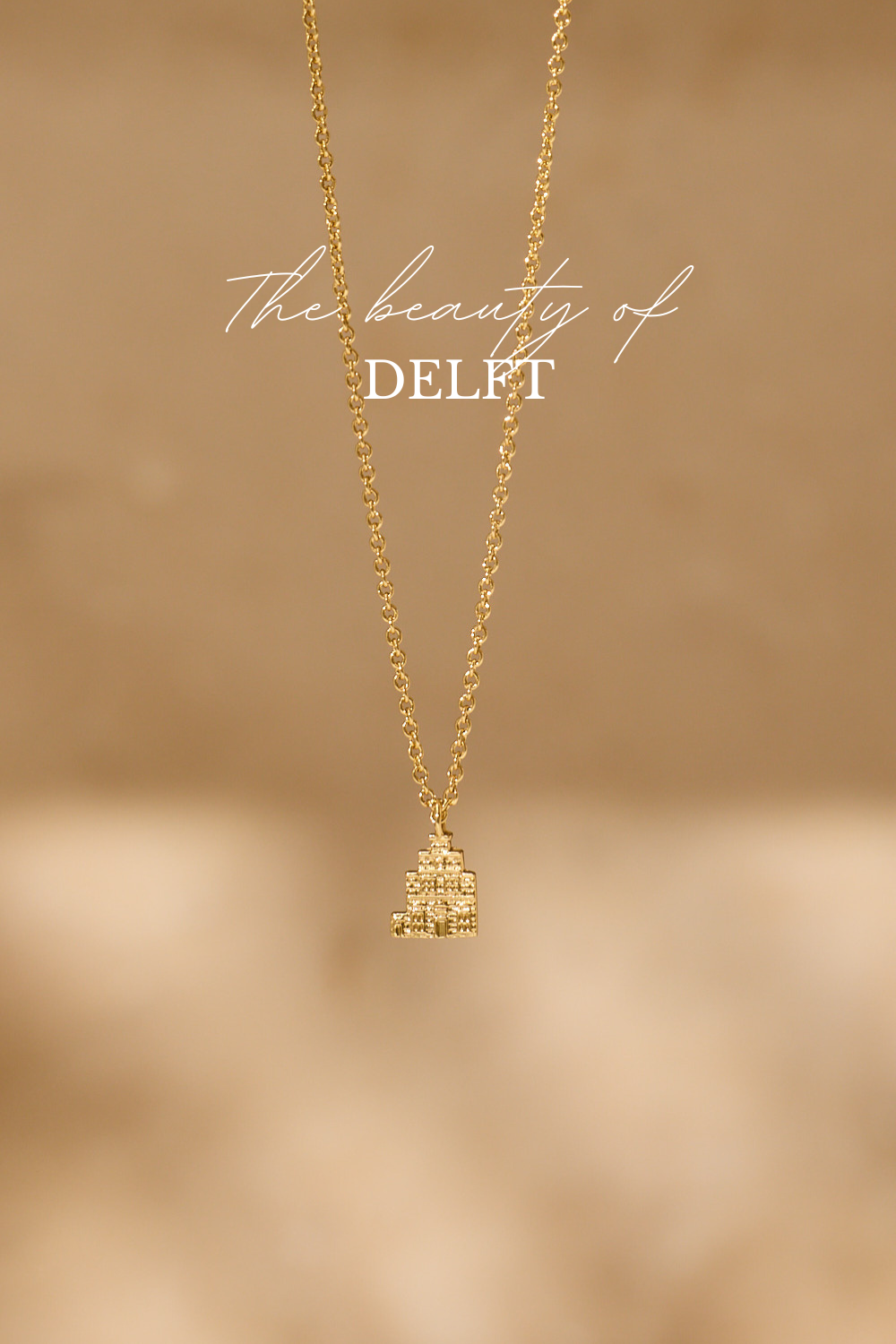 Huisje van Vermeer Ketting Delft Verguld