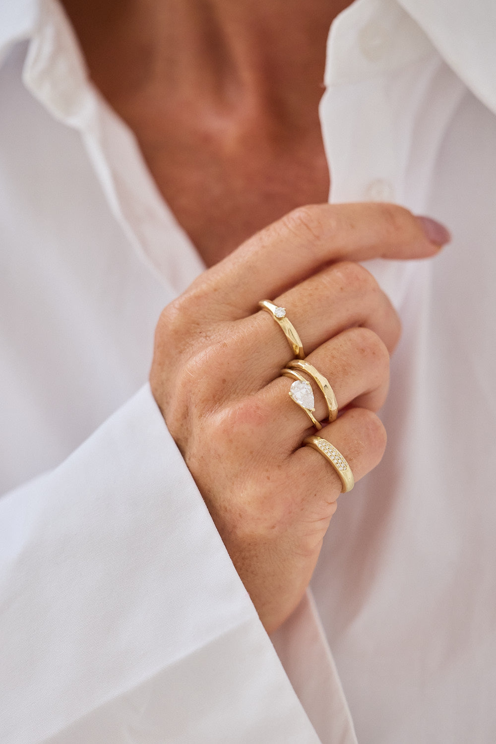 Echter Diamantring 14k recyceltes Gold