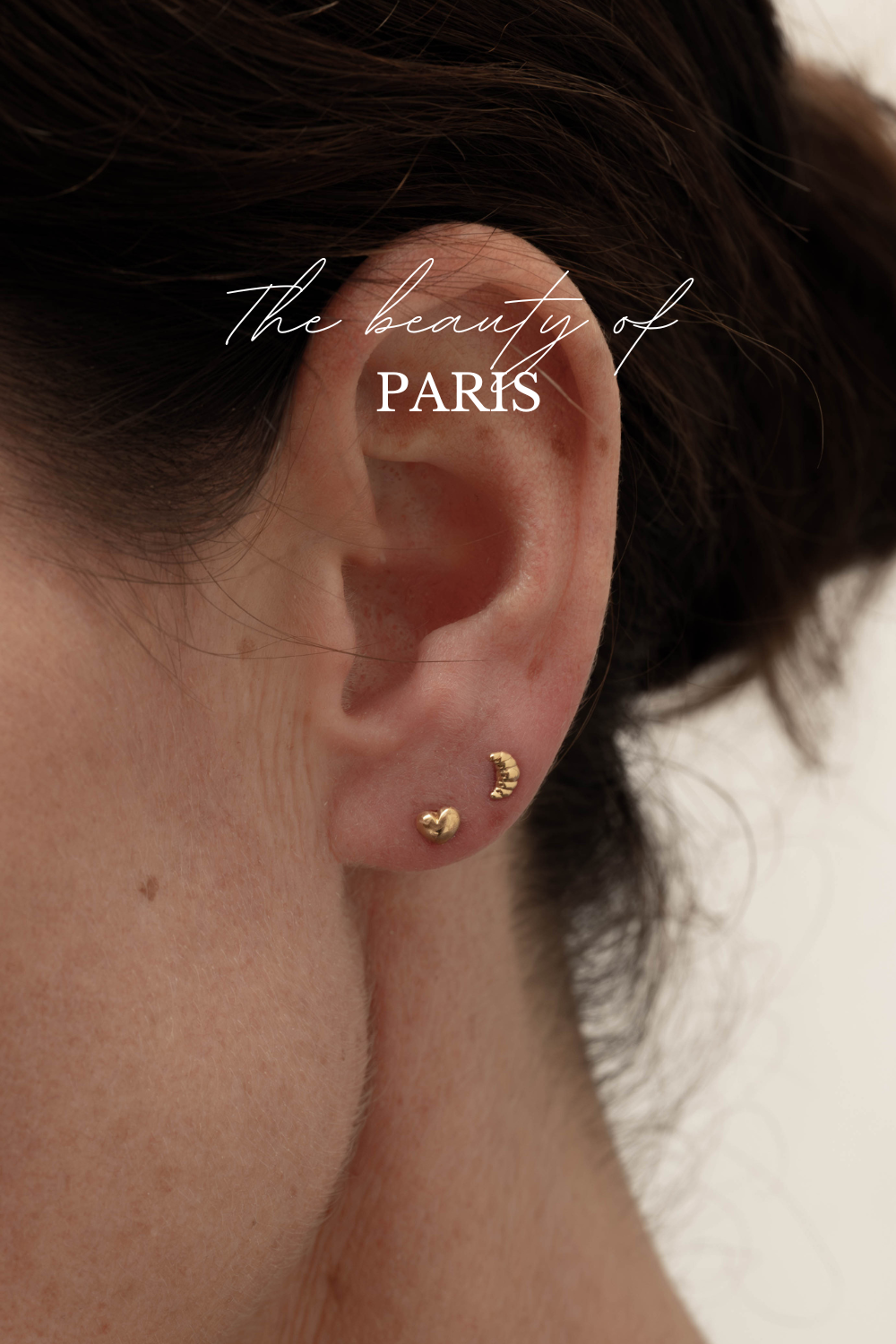 Croissant oorbellen goud | Bonjour amour studs verguld