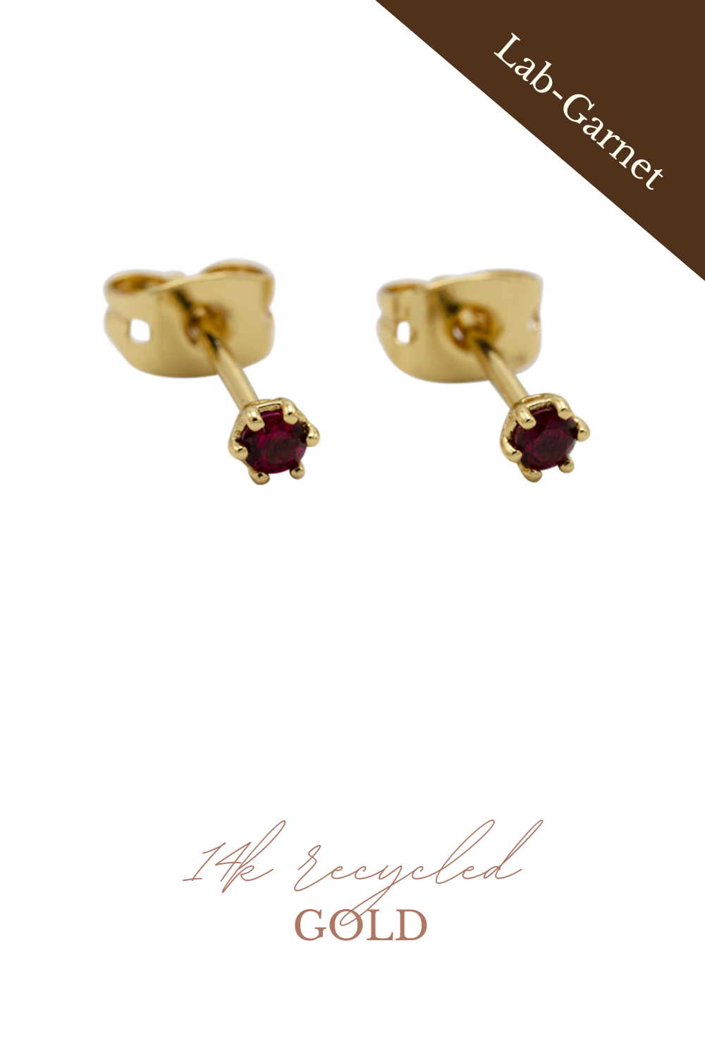 Garnet studs 14k goud