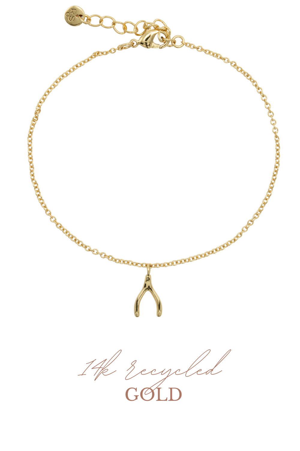 Wishbone armband 14k goud