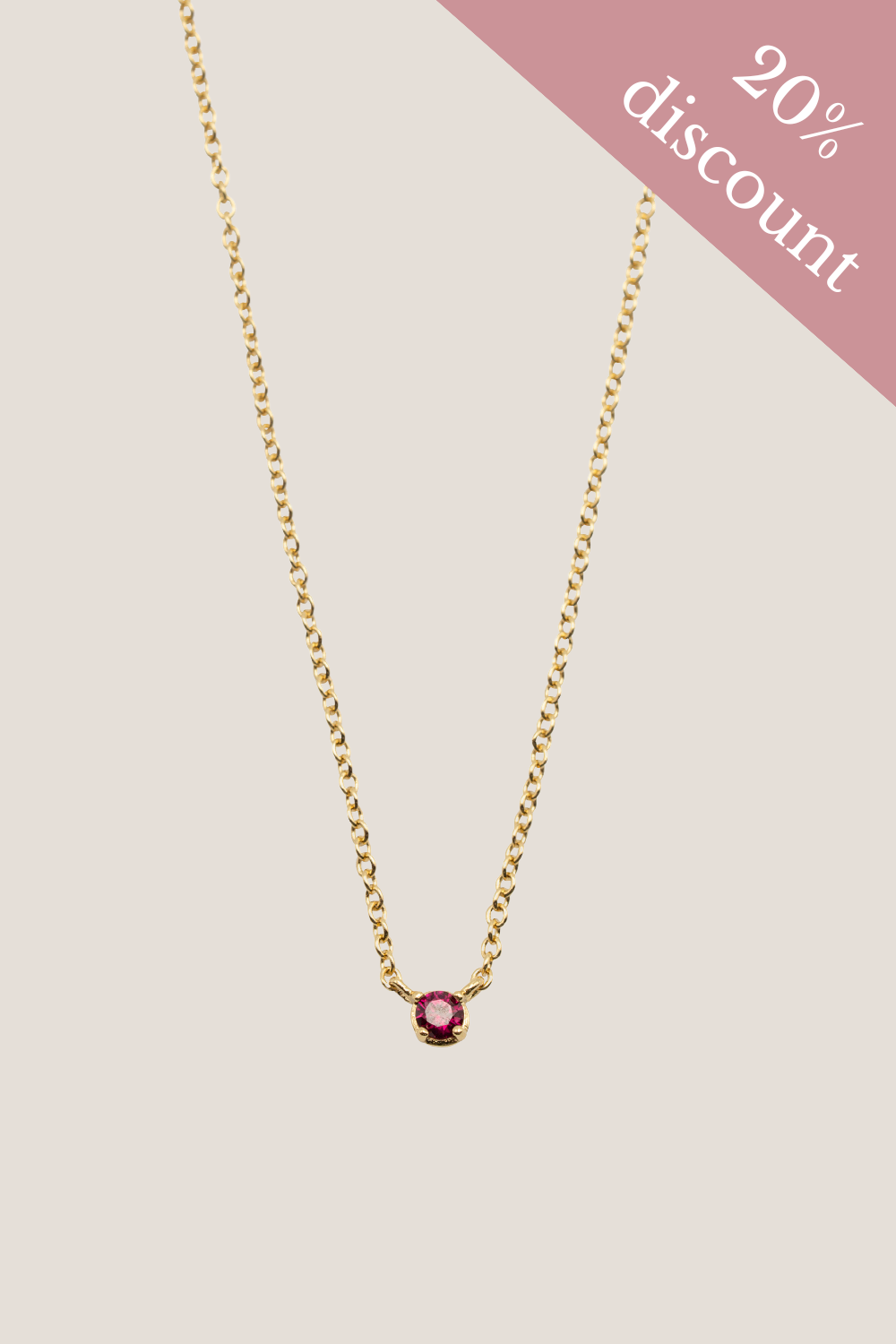 Garnet Necklace Gold Plated