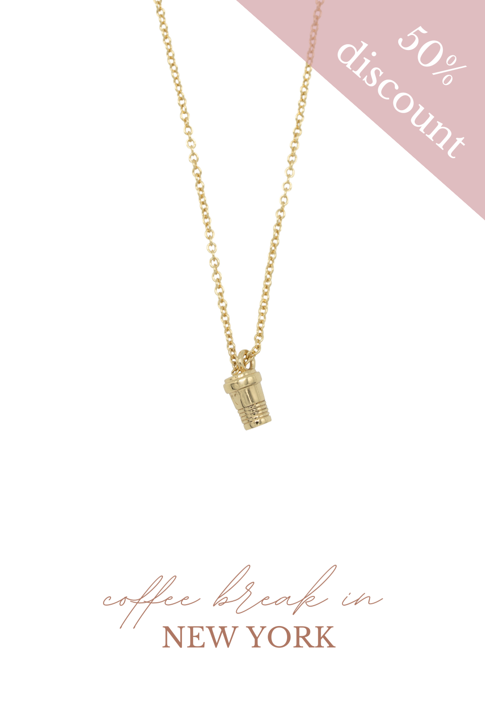 Coffee ketting New York Verguld