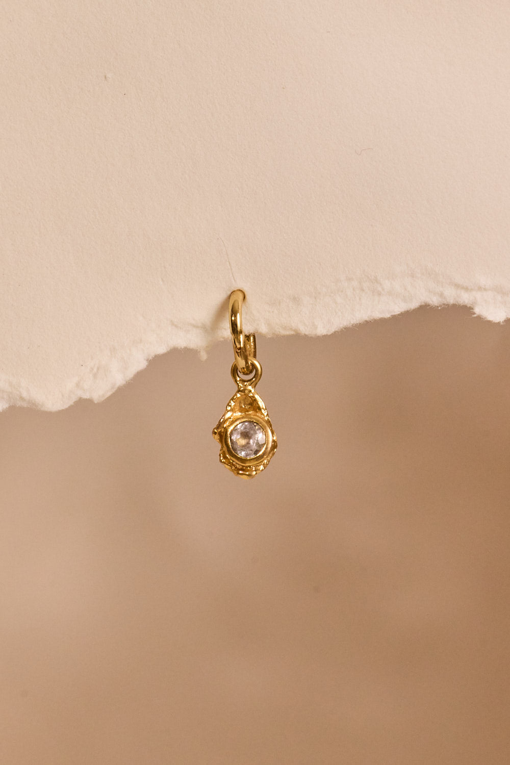 Clear Quartz Charm Gold Plated