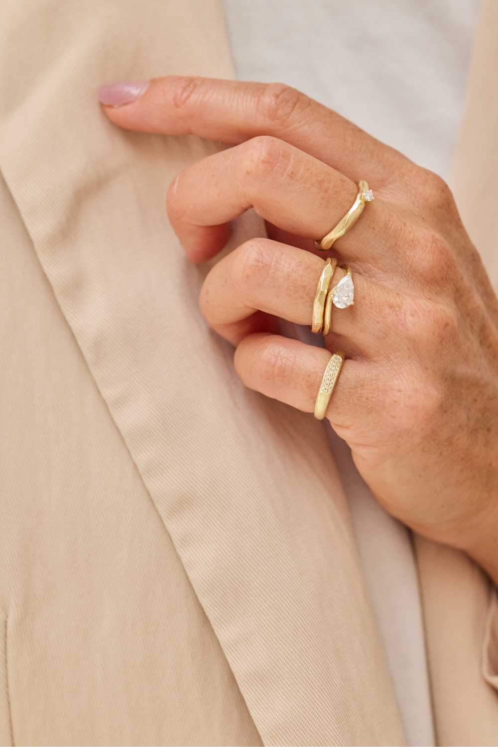 Pear-Diamantring 14k recyceltes Gold